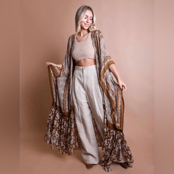 Free Flow Boho Longline Kimono - Picture 1 of 2